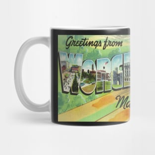 Vintage Greetings from Worcester Massachusetts Postcard Mug